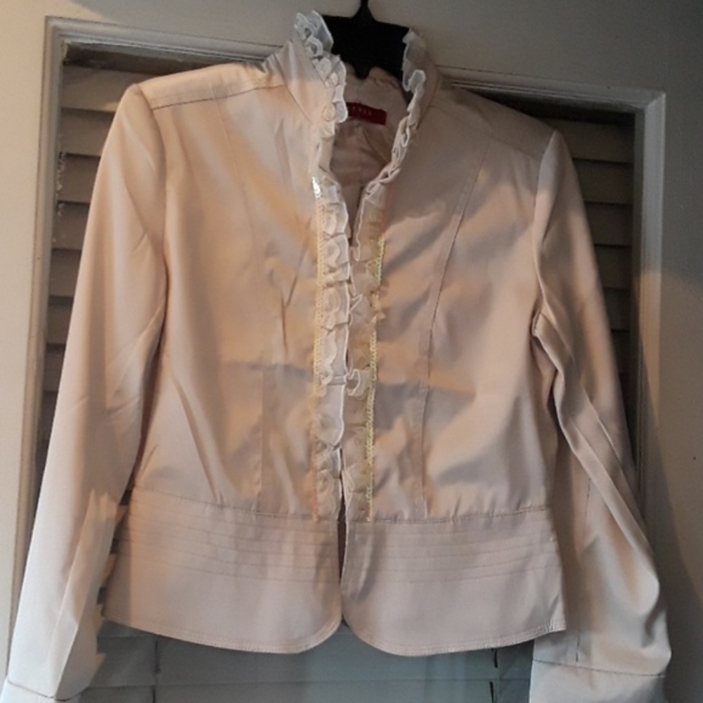 Ruffled Satin-like Jacket